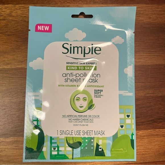Simple anti-pollution sheet mask 🌺 bundle of 3 🌺 vitamin B3 & antioxidan… - Picture 2 of 5